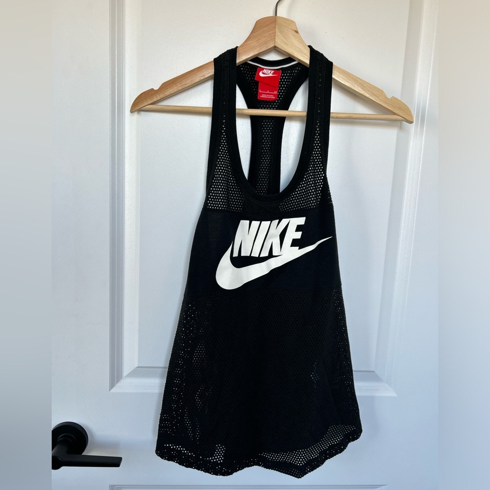 Nike Black Mesh Racerback Tank with Red Tag
